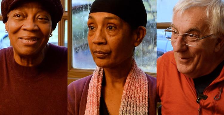 Photos of Patricia, Kuldip and Richard from the video.