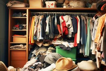 A bedroom full of clothes