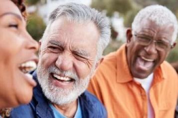 Older group talking. Older group talking.