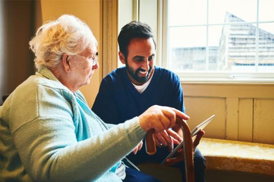 Older woman being assessed